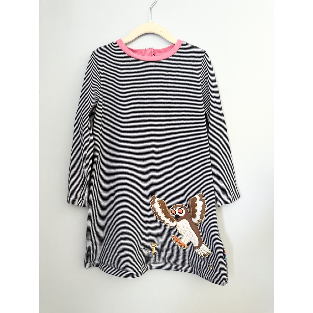 Joules x The Gruffalo Girls Rosalee Dress Navy Striped Owl Applique Size 6y